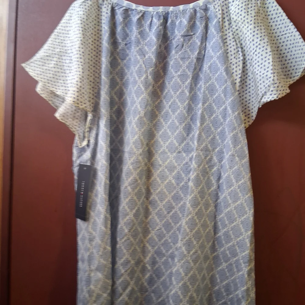 Tommy Hilfiger Cream and Blue Patterned Top - Picture 5 of 5